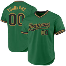 Charger l'image dans la galerie, Custom Kelly Green Black-Old Gold Authentic Throwback Baseball Jersey