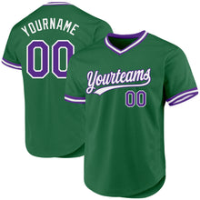 Загрузить изображение в средство просмотра галереи, Custom Kelly Green Purple-White Authentic Throwback Baseball Jersey