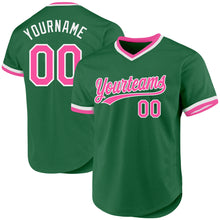 Загрузить изображение в средство просмотра галереи, Custom Kelly Green Pink-White Authentic Throwback Baseball Jersey