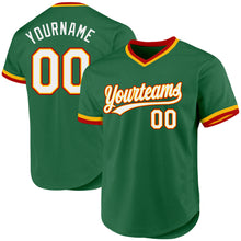 Загрузить изображение в средство просмотра галереи, Custom Kelly Green Gold-Red Authentic Throwback Baseball Jersey