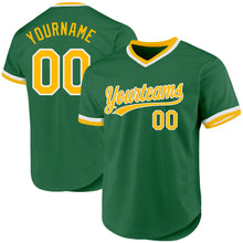 Загрузить изображение в средство просмотра галереи, Custom Kelly Green Gold-White Authentic Throwback Baseball Jersey