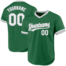Charger l'image dans la galerie, Custom Kelly Green White-Gray Authentic Throwback Baseball Jersey