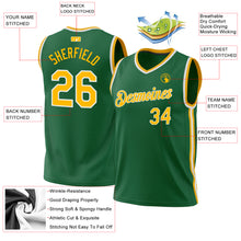 Загрузить изображение в средство просмотра галереи, Custom Kelly Green Gold-White Authentic Throwback Basketball Jersey
