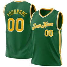 Загрузить изображение в средство просмотра галереи, Custom Kelly Green Gold-White Authentic Throwback Basketball Jersey