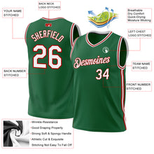 Load image into Gallery viewer, Custom Kelly Green White-Red Authentic Throwback Basketball Jersey