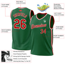 Загрузить изображение в средство просмотра галереи, Custom Kelly Green Red-White Authentic Throwback Basketball Jersey