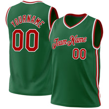 Загрузить изображение в средство просмотра галереи, Custom Kelly Green Red-White Authentic Throwback Basketball Jersey