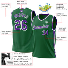 Load image into Gallery viewer, Custom Kelly Green Purple-White Authentic Throwback Basketball Jersey
