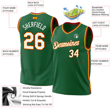 Load image into Gallery viewer, Custom Kelly Green Gold-Red Authentic Throwback Basketball Jersey
