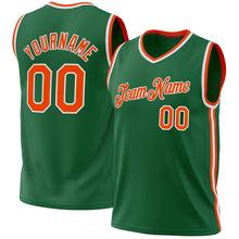 Load image into Gallery viewer, Custom Kelly Green Orange-White Authentic Throwback Basketball Jersey