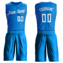 Laden Sie das Bild in den Galerie-Viewer, Custom Blue White Round Neck Suit Basketball Jersey