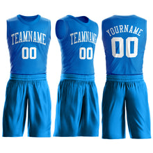 Laden Sie das Bild in den Galerie-Viewer, Custom Blue White Round Neck Suit Basketball Jersey