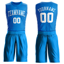 Laden Sie das Bild in den Galerie-Viewer, Custom Blue White Round Neck Suit Basketball Jersey
