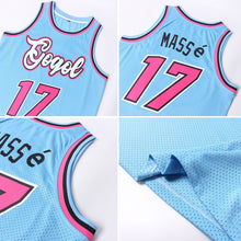 Загрузить изображение в средство просмотра галереи, Custom Light Blue Pink-Black Authentic Throwback Basketball Jersey