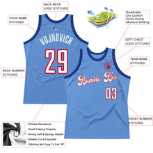 Load image into Gallery viewer, Custom Light Blue White-Red Authentic Throwback Basketball Jersey