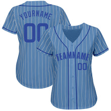 Load image into Gallery viewer, Custom Light Blue White Pinstripe Royal Authentic Baseball Jersey