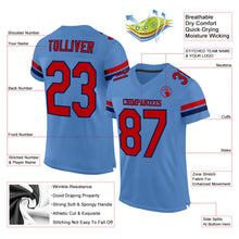 Загрузить изображение в средство просмотра галереи, Custom Light Blue Red-Navy Mesh Authentic Football Jersey
