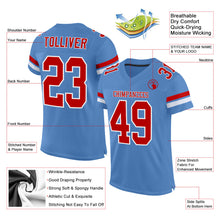 Load image into Gallery viewer, Custom Light Blue Red-White Mesh Authentic Football Jersey