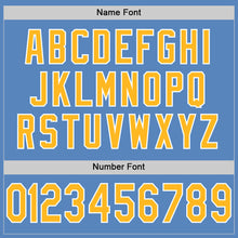 Load image into Gallery viewer, Custom Light Blue Gold-White Mesh Authentic Football Jersey