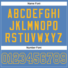 Load image into Gallery viewer, Custom Light Blue Gold Mesh Authentic Football Jersey