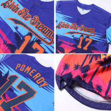 Загрузить изображение в средство просмотра галереи, Custom Royal Navy-Orange 3D Pattern Design Palm Trees Authentic Baseball Jersey