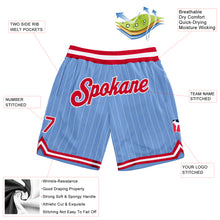 Charger l'image dans la galerie, Custom Light Blue White Pinstripe Red-White Authentic Basketball Shorts