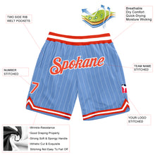 Charger l'image dans la galerie, Custom Light Blue White Pinstripe Orange-White Authentic Basketball Shorts