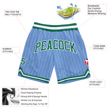Charger l'image dans la galerie, Custom Light Blue White Pinstripe Kelly Green-White Authentic Basketball Shorts