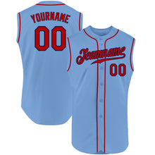 Load image into Gallery viewer, Custom Light Blue Red-Navy Authentic Sleeveless Baseball Jersey