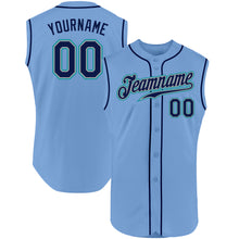 Load image into Gallery viewer, Custom Light Blue Navy-Teal Authentic Sleeveless Baseball Jersey