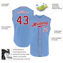 Load image into Gallery viewer, Custom Light Blue Red-White Authentic Sleeveless Baseball Jersey