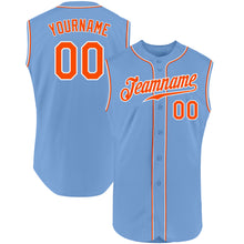 Load image into Gallery viewer, Custom Light Blue Orange-White Authentic Sleeveless Baseball Jersey