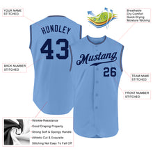Load image into Gallery viewer, Custom Light Blue Navy-White Authentic Sleeveless Baseball Jersey