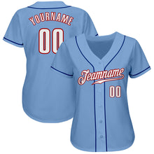 Load image into Gallery viewer, Custom Light Blue White-Red Authentic Baseball Jersey