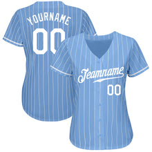 Загрузить изображение в средство просмотра галереи, Custom Light Blue White Pinstripe White Authentic Baseball Jersey