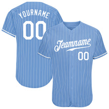 Загрузить изображение в средство просмотра галереи, Custom Light Blue White Pinstripe White Authentic Baseball Jersey