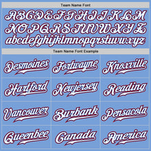 Load image into Gallery viewer, Custom Light Blue Red Pinstripe White-Royal Authentic Baseball Jersey