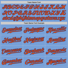 Load image into Gallery viewer, Custom Light Blue Orange Pinstripe Orange-Royal Authentic Baseball Jersey