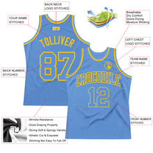 Laden Sie das Bild in den Galerie-Viewer, Custom Light Blue Light Blue-Gold Authentic Throwback Basketball Jersey