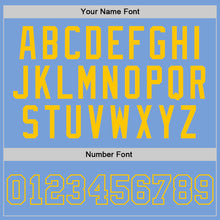 Laden Sie das Bild in den Galerie-Viewer, Custom Light Blue Light Blue-Gold Authentic Throwback Basketball Jersey