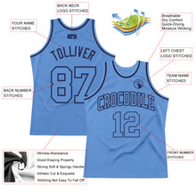 Laden Sie das Bild in den Galerie-Viewer, Custom Light Blue Light Blue-Navy Authentic Throwback Basketball Jersey