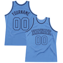 Laden Sie das Bild in den Galerie-Viewer, Custom Light Blue Light Blue-Navy Authentic Throwback Basketball Jersey