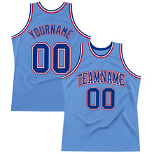 Load image into Gallery viewer, Custom Light Blue Royal-Red Authentic Throwback Basketball Jersey