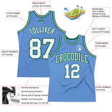 Charger l'image dans la galerie, Custom Light Blue White-Kelly Green Authentic Throwback Basketball Jersey