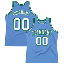 Charger l'image dans la galerie, Custom Light Blue White-Kelly Green Authentic Throwback Basketball Jersey