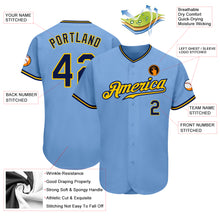 Load image into Gallery viewer, Custom Light Blue Navy-Gold Authentic Baseball Jersey