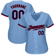 Load image into Gallery viewer, Custom Light Blue Navy-Red Authentic Baseball Jersey