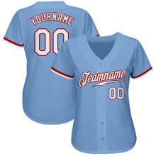 Laden Sie das Bild in den Galerie-Viewer, Custom Light Blue White-Red Authentic Baseball Jersey