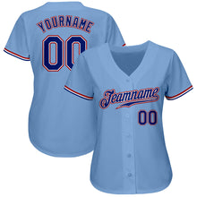 Load image into Gallery viewer, Custom Light Blue Royal-Red Authentic Baseball Jersey