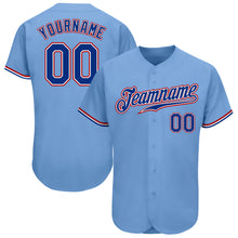Load image into Gallery viewer, Custom Light Blue Royal-Red Authentic Baseball Jersey